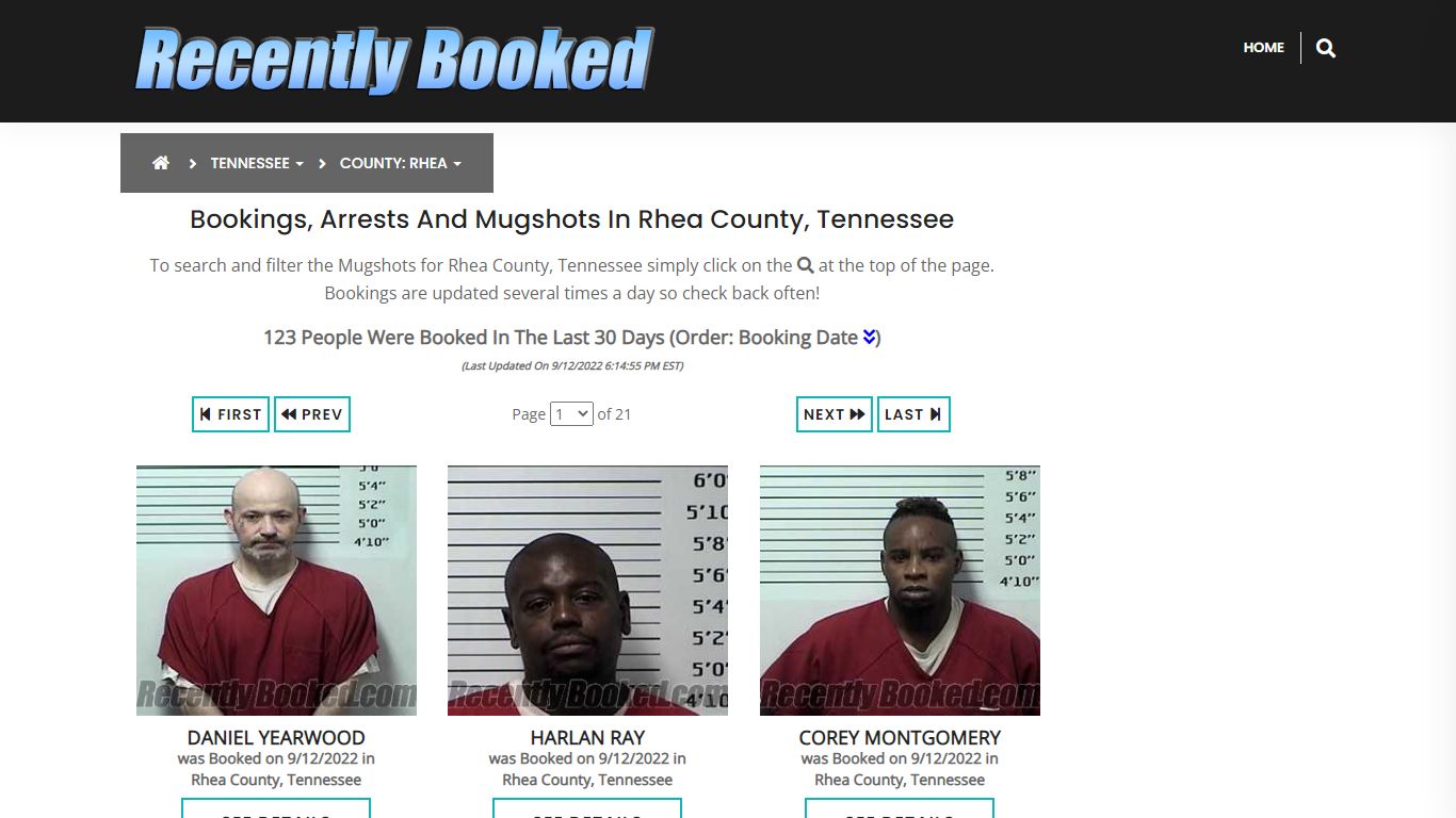 Recent bookings, Arrests, Mugshots in Rhea County, Tennessee