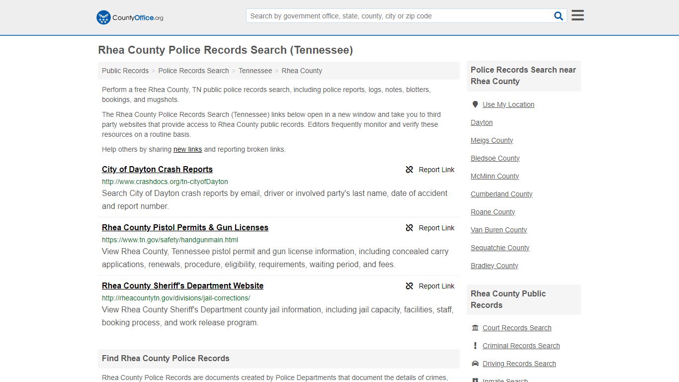 Police Records Search - Rhea County, TN (Accidents & Arrest Records)